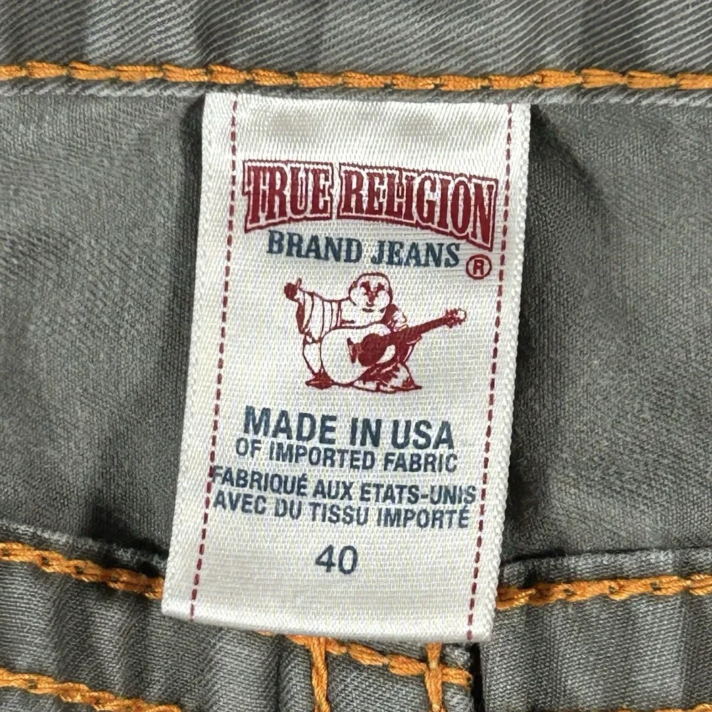 True Religion Ricky Jean Short Men 40 Camo Frayed Flap Pocket Jorts Y2K Made USA